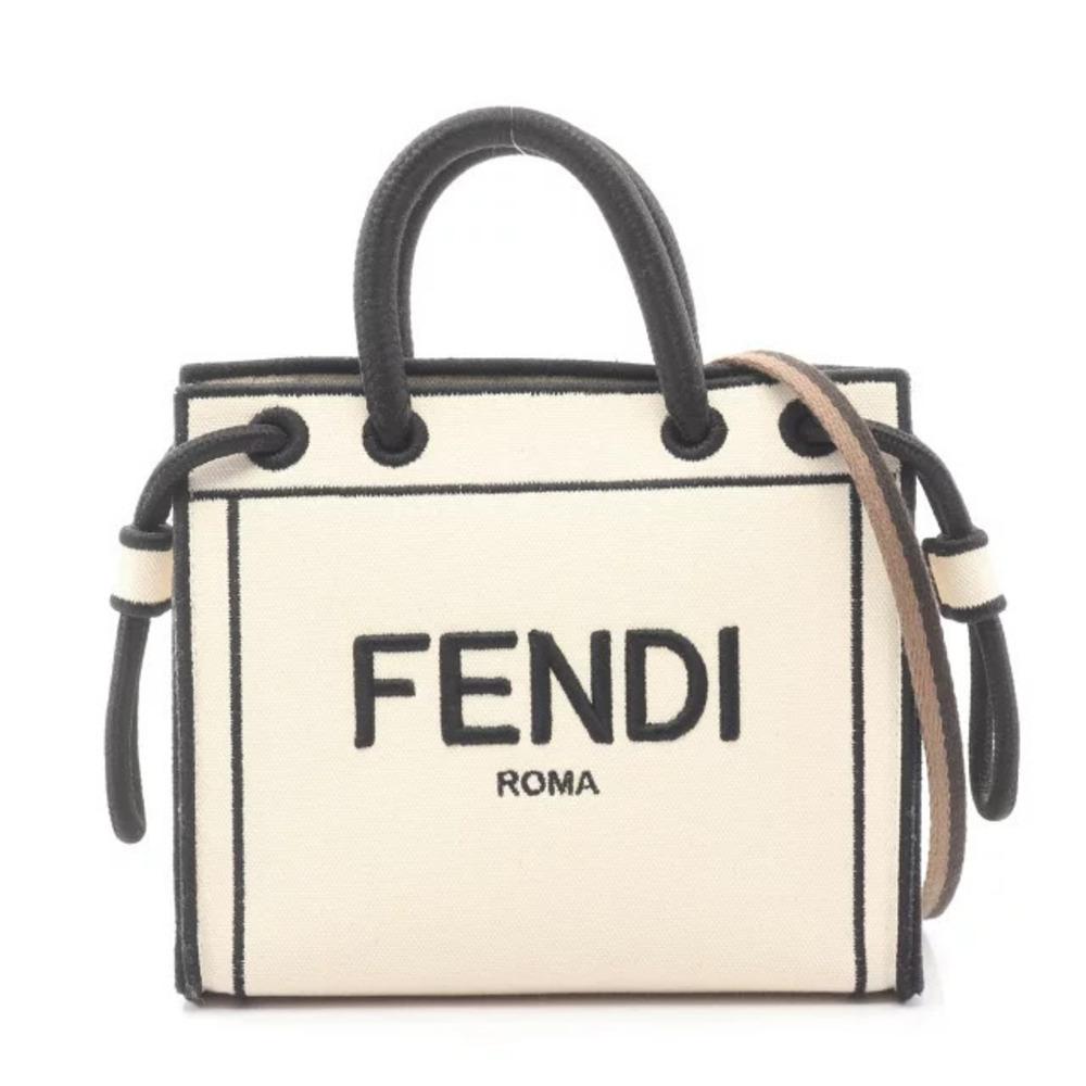 Fendi handbag canvas Beige Cream black